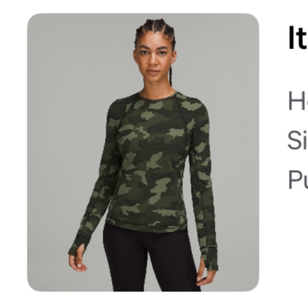Lululemon it’s Rulu long sleeve top Camouflage Long Sleeve Women's Top